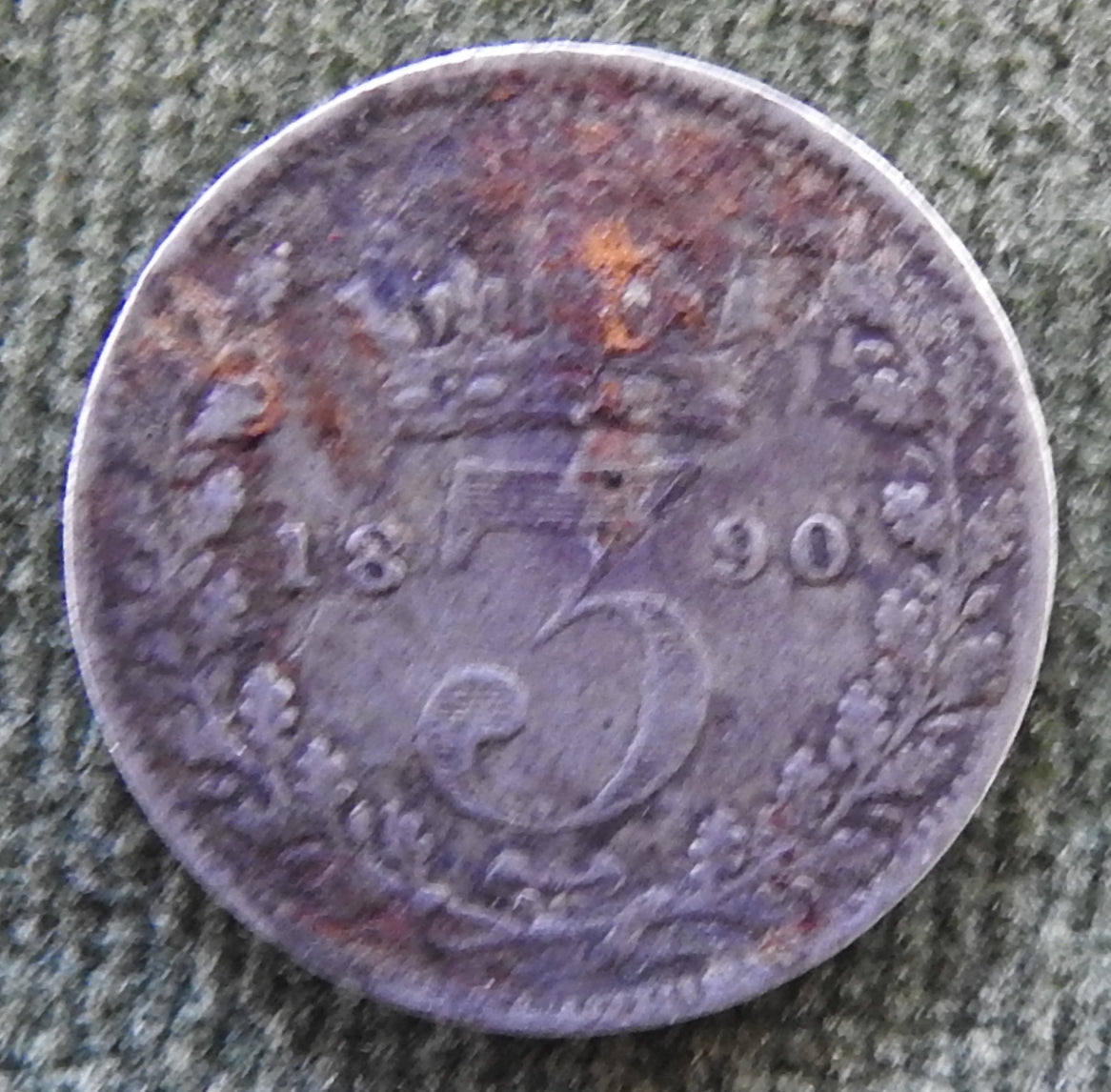 GB British UK English 1890 Three Pence Queen Victoria Coin