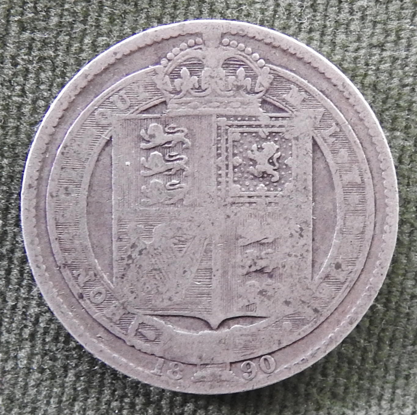 GB British UK English 1890 Shilling Queen Victoria Silver Coin