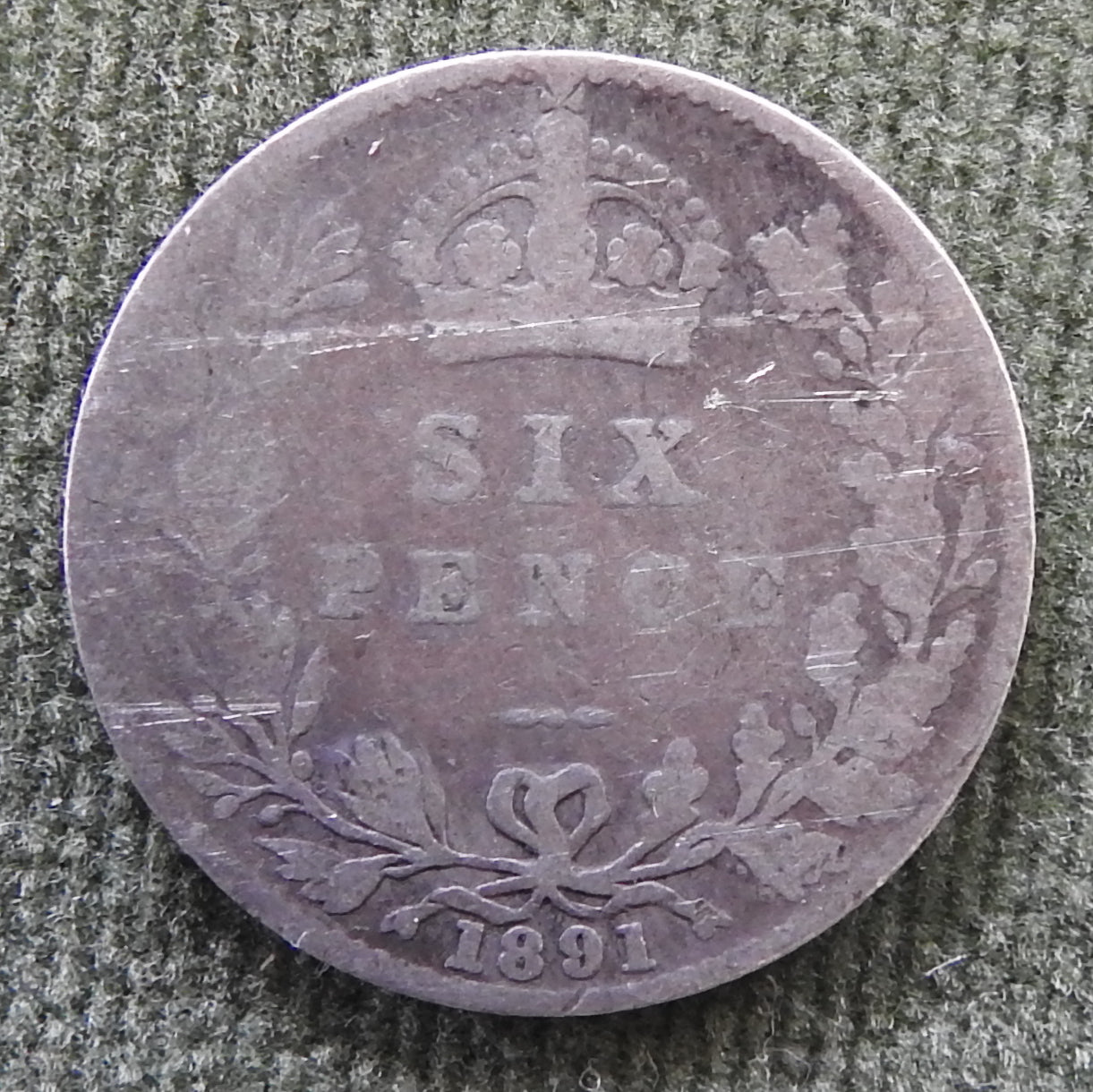 GB British UK English 1891 Sixpence Queen Victoria Silver Coin