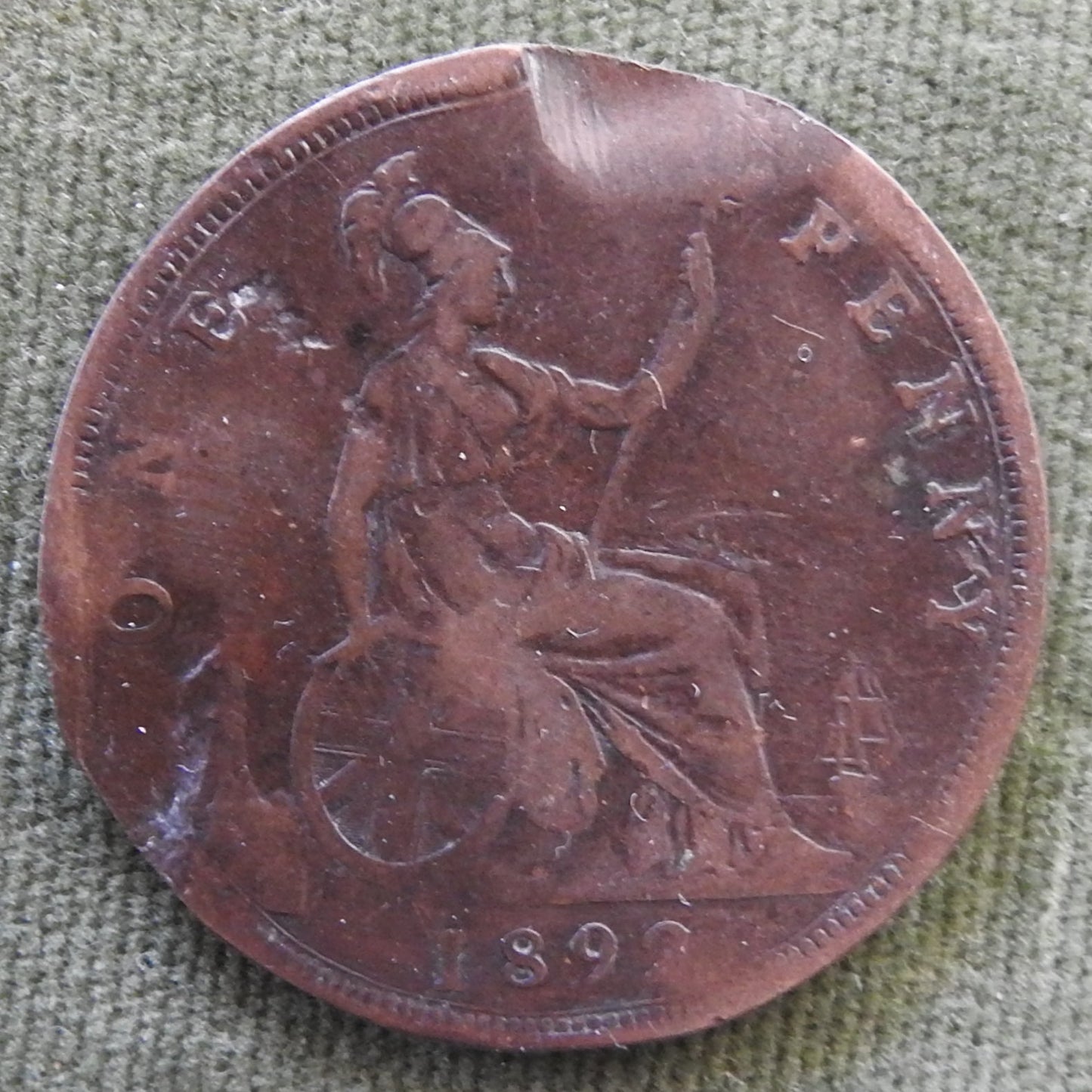 GB British UK English 1892 Penny Queen Victoria Coin