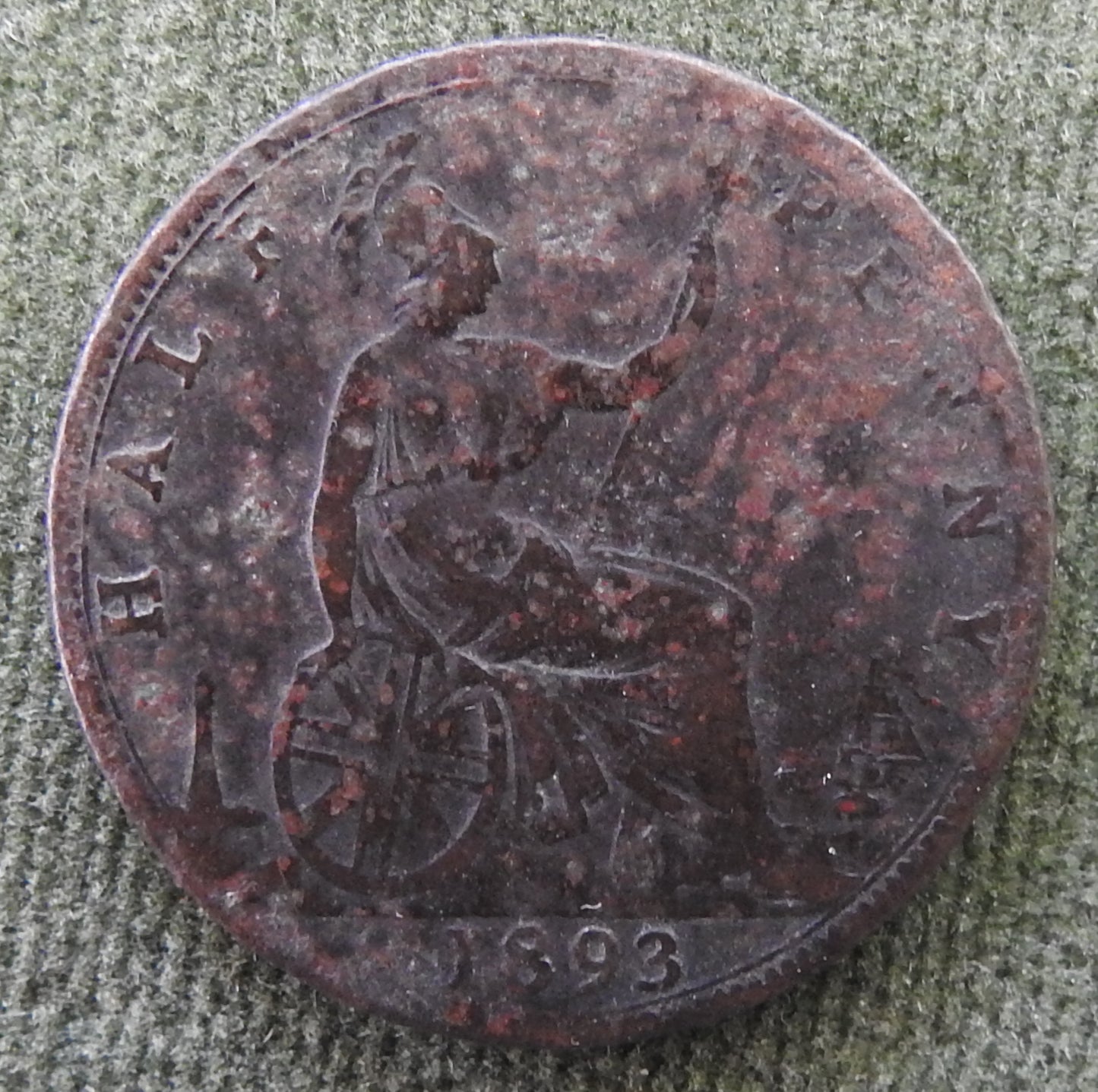 GB British UK English 1893 Half Penny Queen Victoria Coin - Bun Head