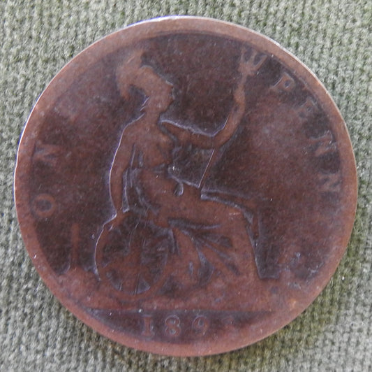 GB British UK English 1893 Penny Queen Victoria Coin