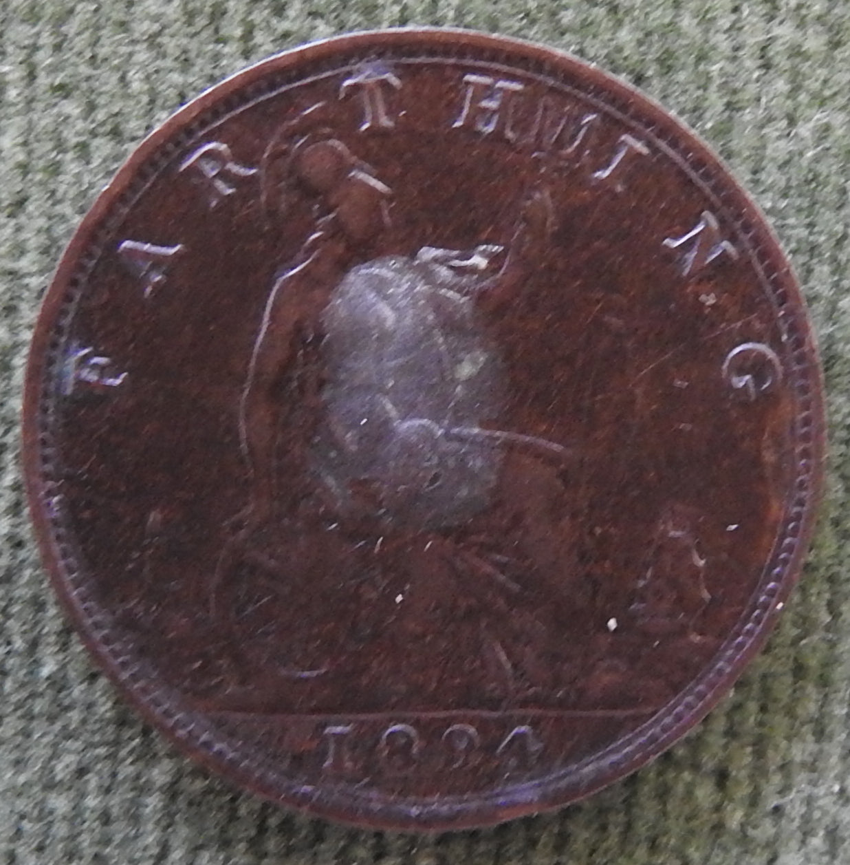 GB British UK English 1894 Farthing Queen Victoria Coin - Bun Head