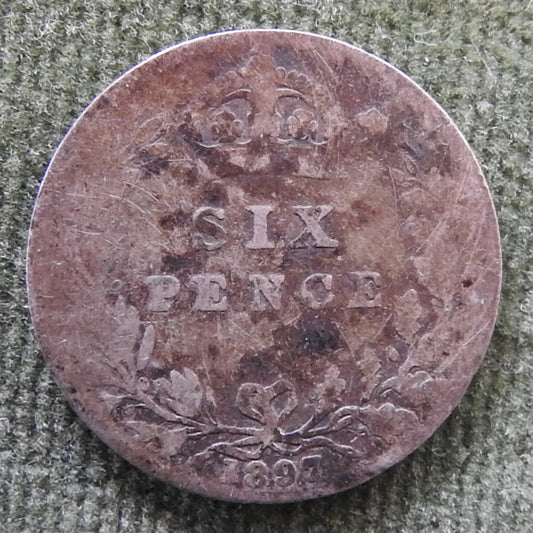 GB British UK English 1897 Sixpence Queen Victoria Silver Coin