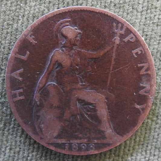 GB British UK English 1898 Half Penny Queen Victoria Coin - Veiled Head