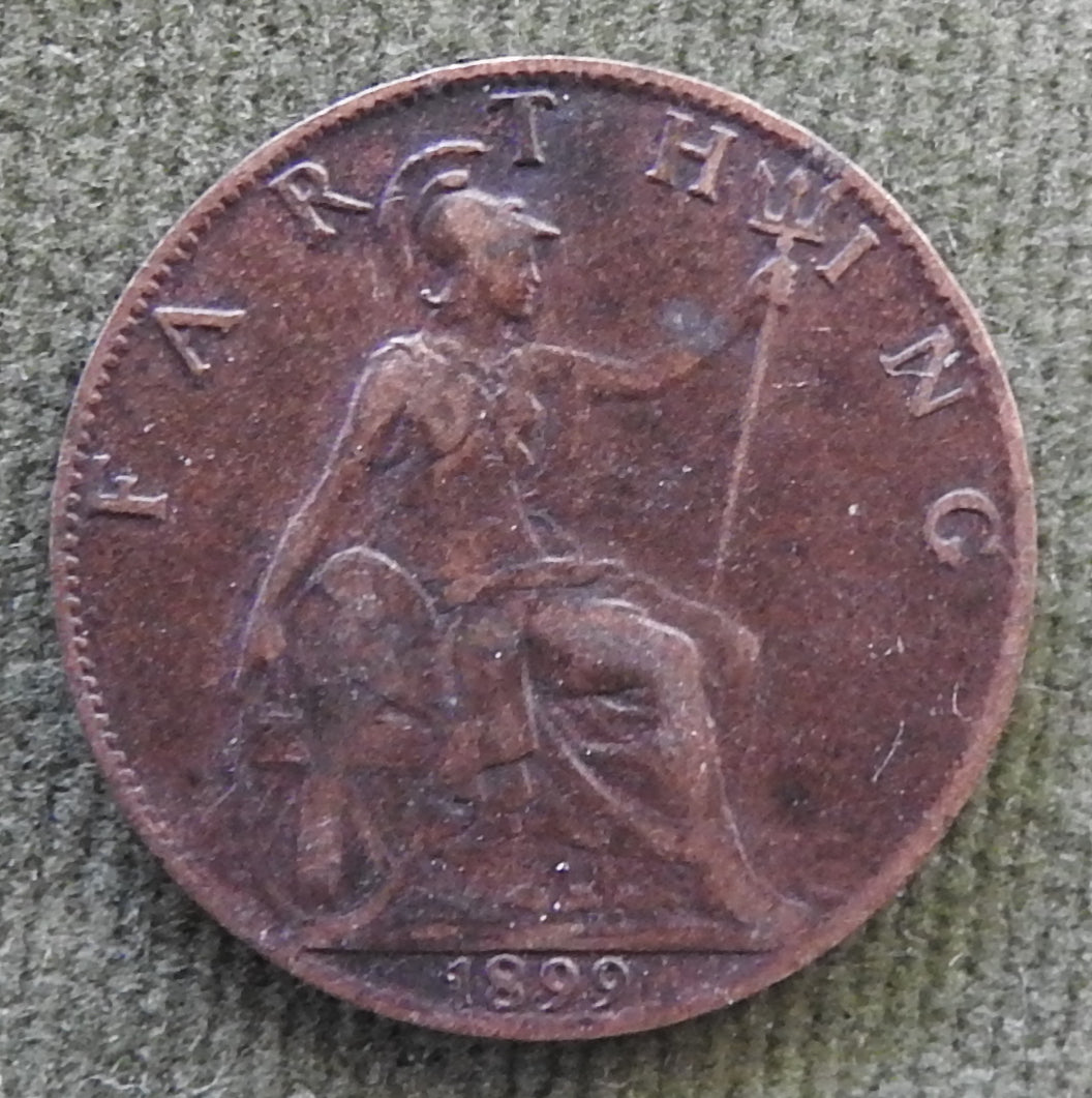 GB British UK English 1899 Farthing Queen Victoria Coin - Veiled Head