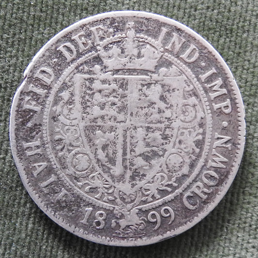GB British UK English 1899 1/2 Crown Queen Victoria Coin - Veiled Head