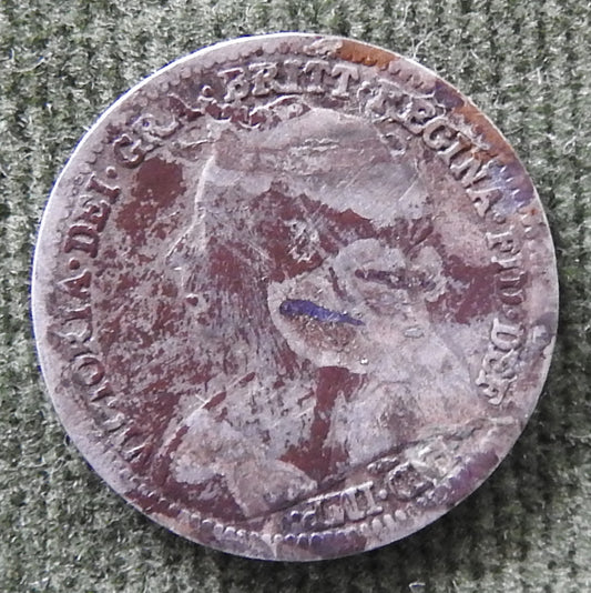 GB British UK English 1900 Threepence Queen Victoria Coin - Veiled Head