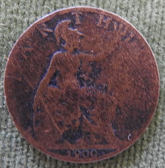 GB British UK English 1900 Farthing Queen Victoria Coin - Old Head