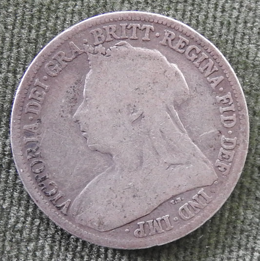 GB British UK English 1900 Shilling Queen Victoria Silver Coin