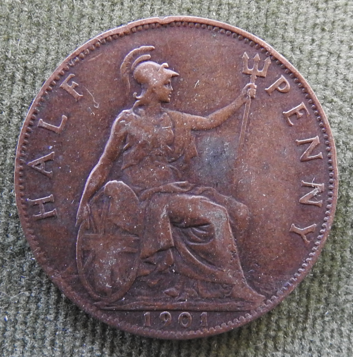 GB British UK English 1901 Half Penny Queen Victoria Coin