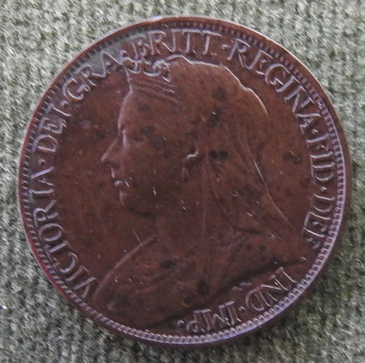 GB British UK English 1901 Farthing Queen Victoria Coin - Veiled Head
