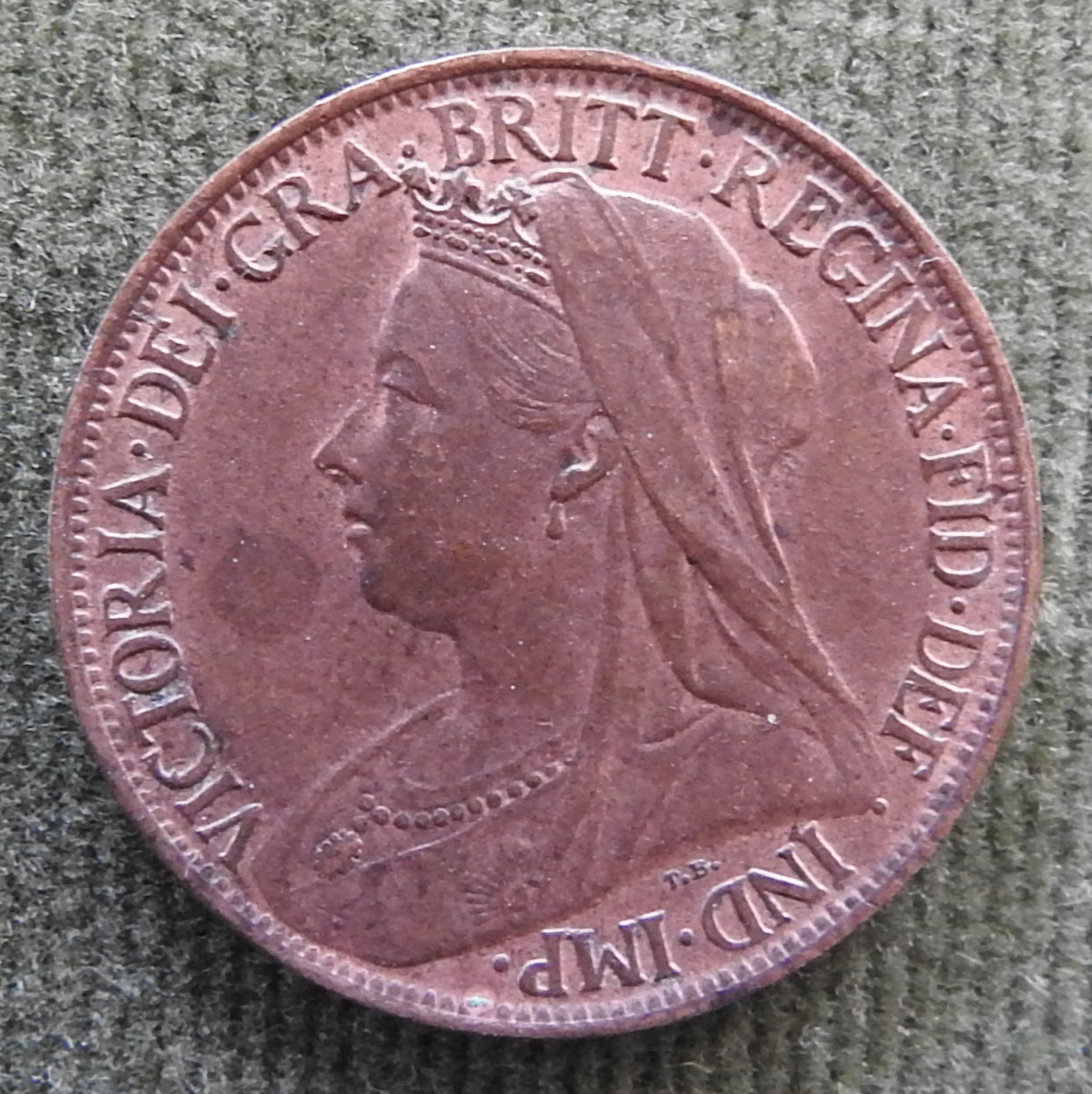 GB British UK English 1901 Farthing Queen Victoria Coin - Veiled Head