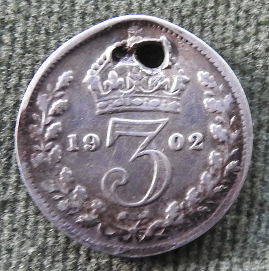 GB British UK English 1902 Three Pence King Edward VII Coin