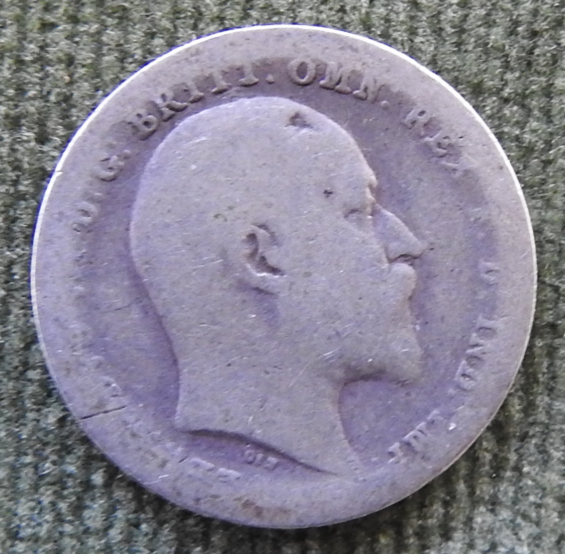 GB British UK English 1902-1910 Three Pence King Edward VII