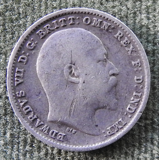 GB British UK English 1903 Three Pence King Edward VII Coin