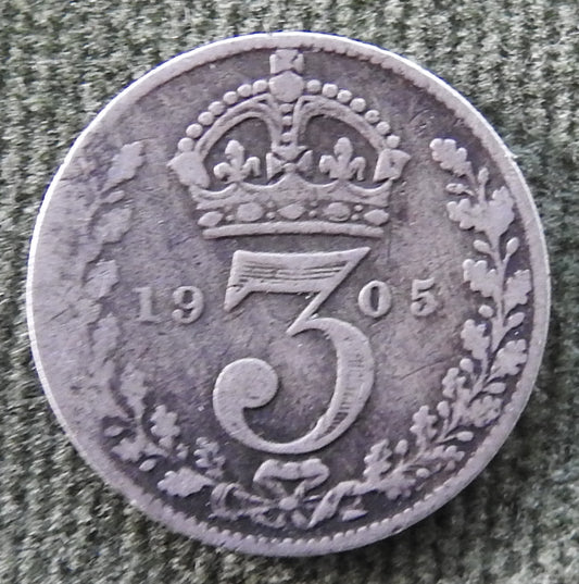 GB British UK English 1905 Three Pence King Edward VII Coin