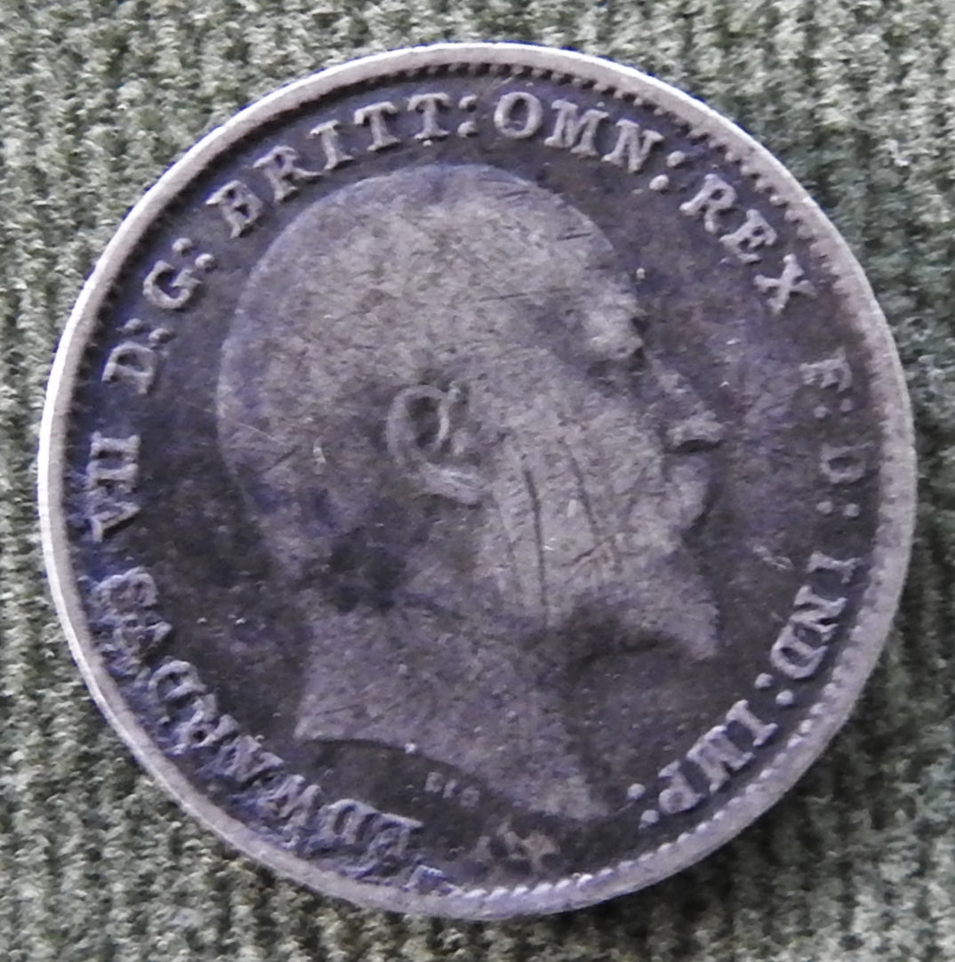 GB British UK English 1905 Three Pence King Edward VII Coin