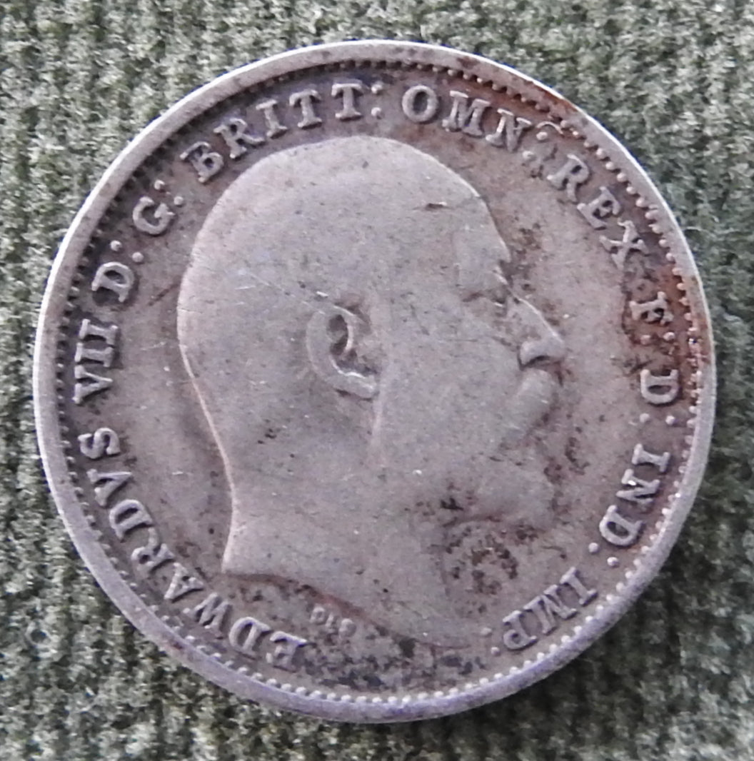 GB British UK English 1906 Three Pence King Edward VII Coin