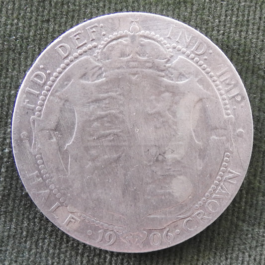 GB British UK English 1906 Half Crown King Edward VII Silver Coin