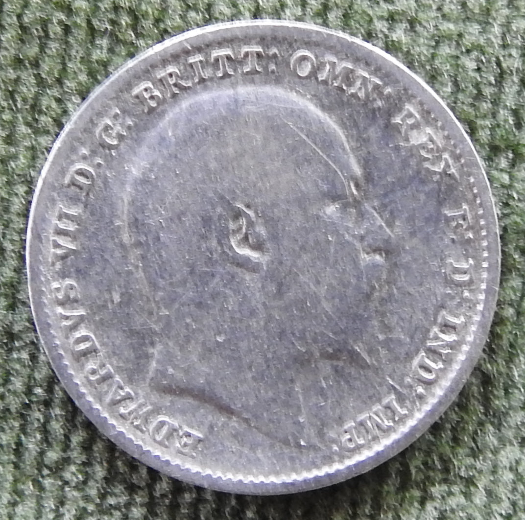 GB British UK English 1908 Three Pence King Edward VII Coin