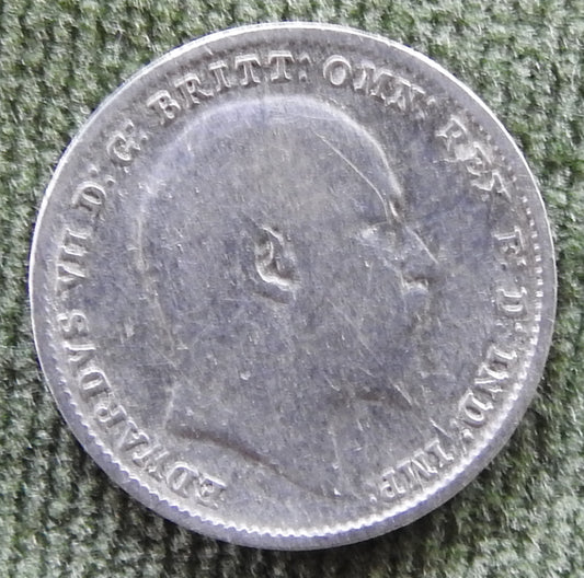GB British UK English 1908 Three Pence King Edward VII Coin