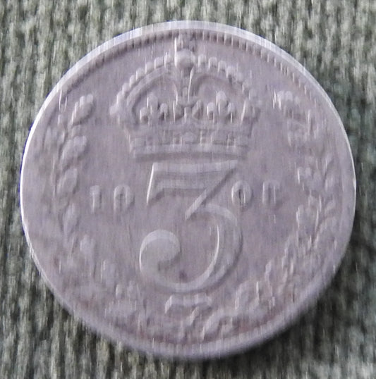 GB British UK English 1908 Three Pence King Edward VII Coin