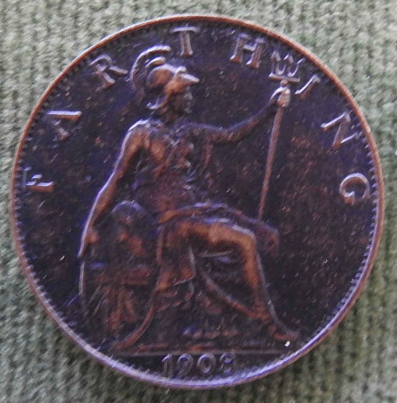 GB British UK English 1908 Farthing King Edward VII Coin
