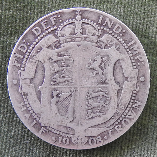 GB British UK English 1908 Half Crown King Edward VII Silver Coin