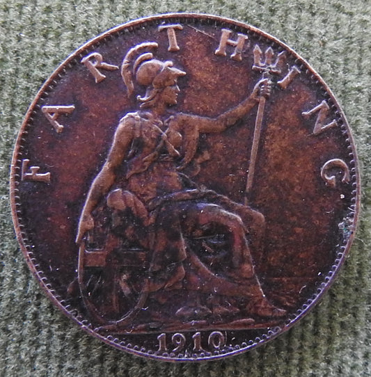 GB British UK English 1910 Farthing King George V Coin