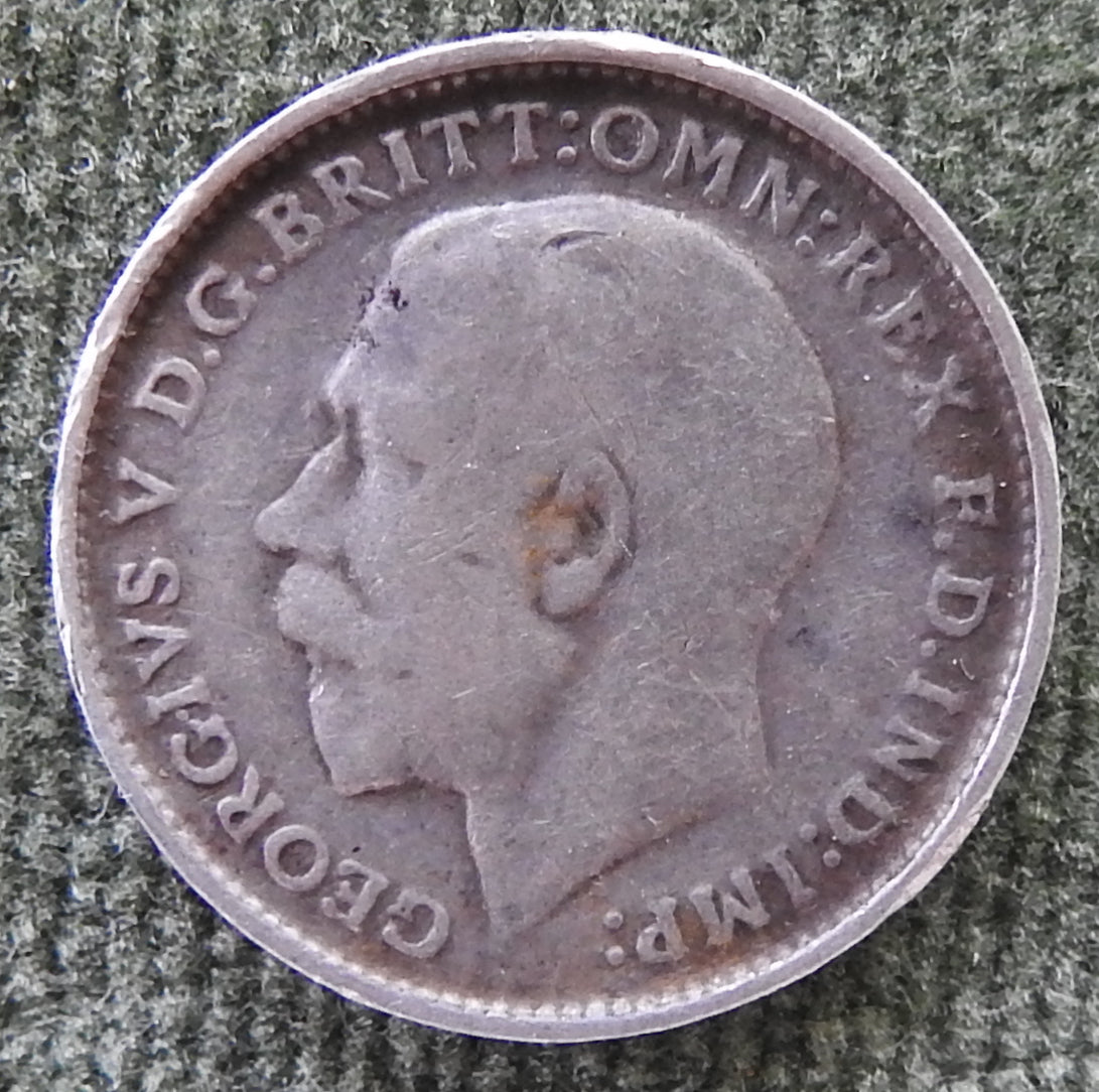 GB British UK English 1912 Three Pence King George V Coin