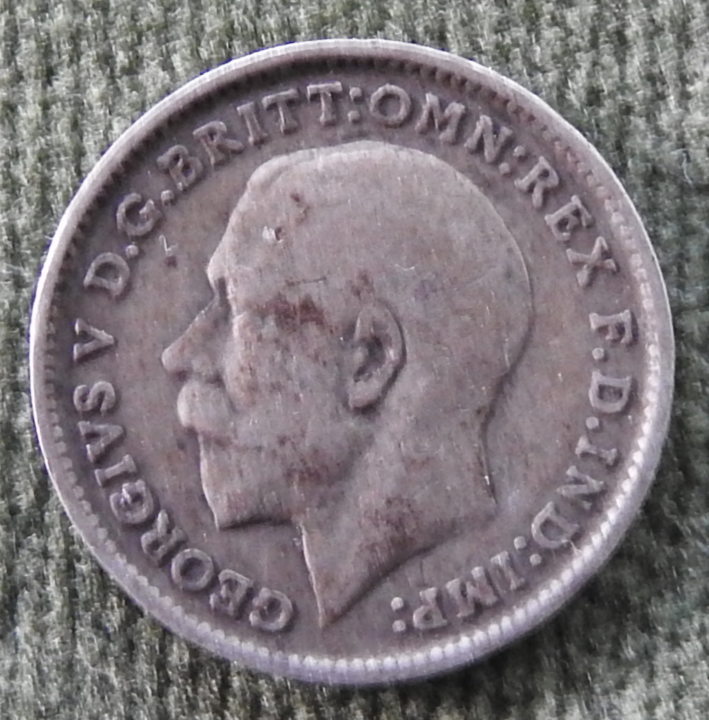 GB British UK English 1912 Three Pence King George V Coin