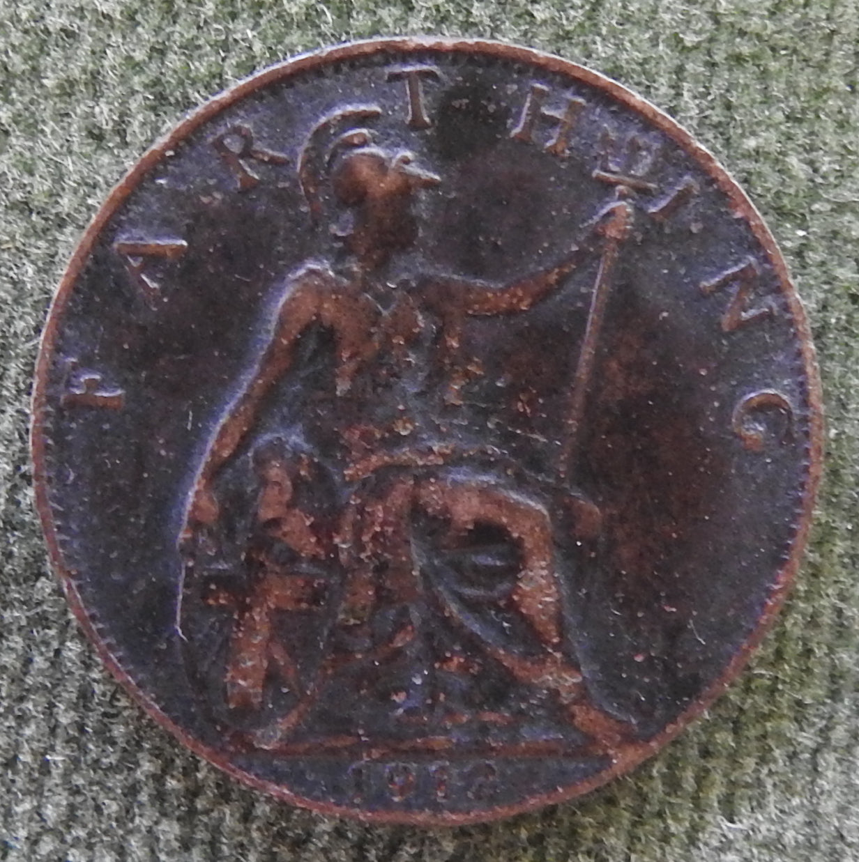 GB British UK English 1912 Farthing King George V Coin