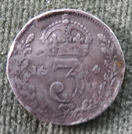 GB British UK English 1914 Three Pence King George V Coin