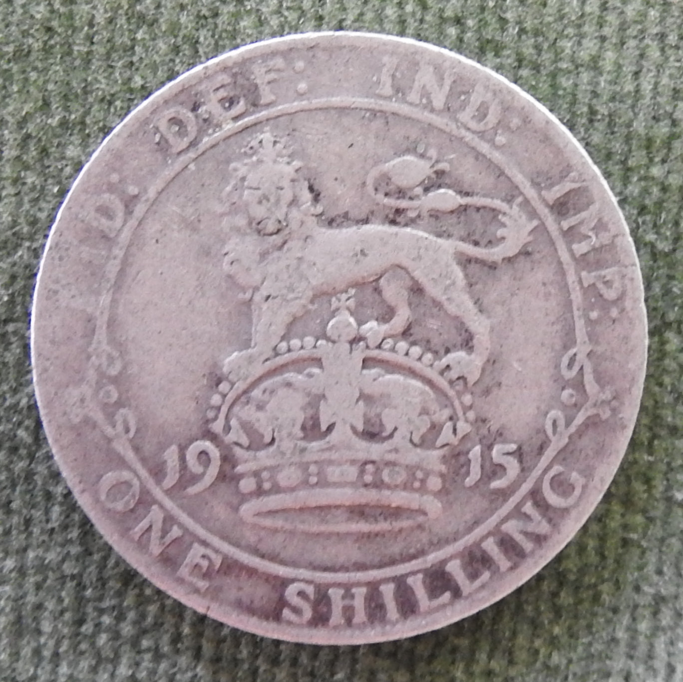 GB British UK English 1915 1 Shilling Silver Coin King George V