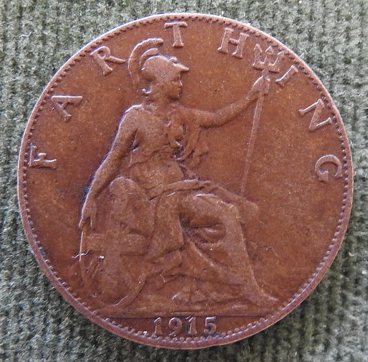 GB British UK English 1915 Farthing King George V Coin