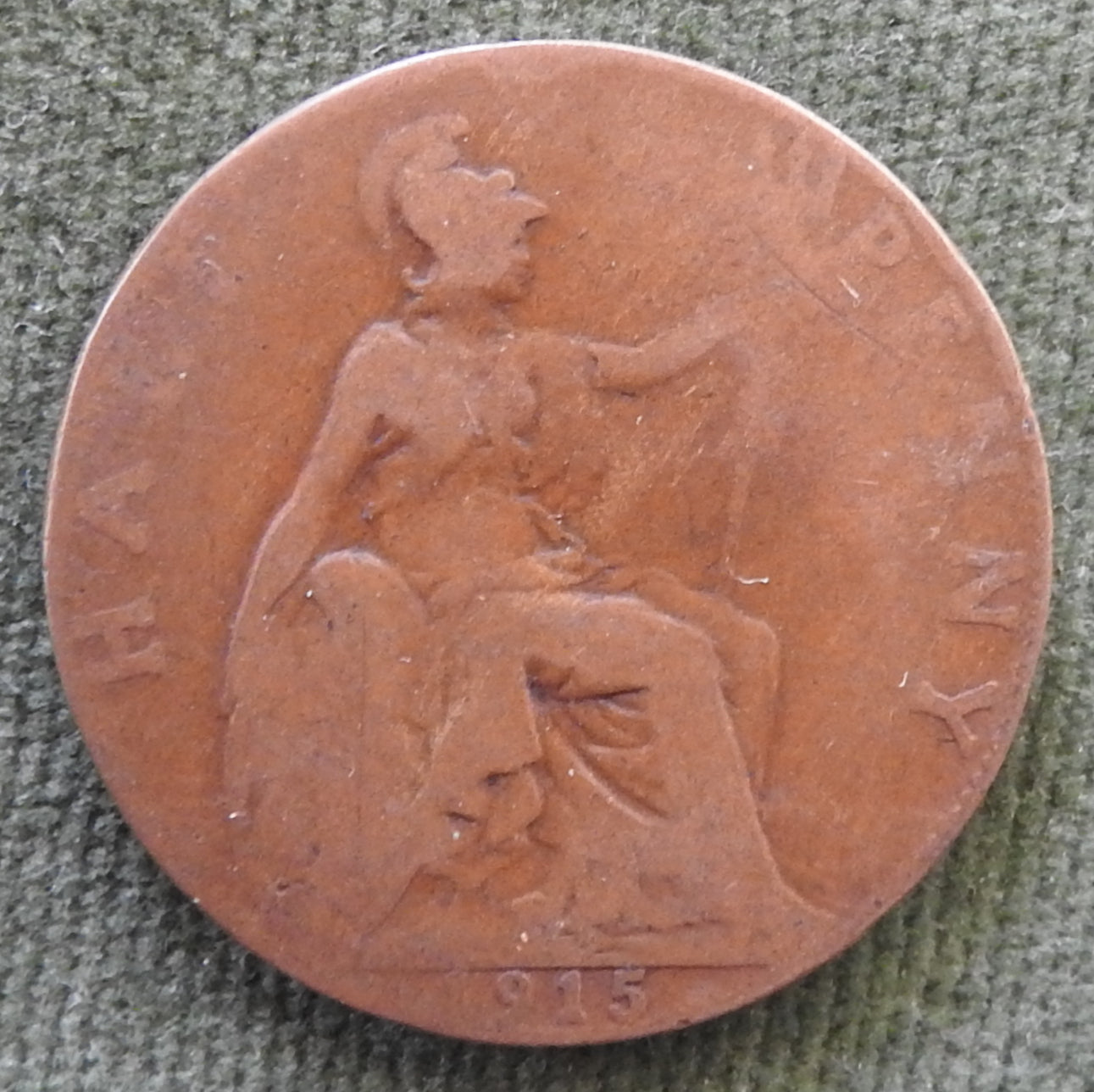 GB British UK English 1915 Half Penny King George V Coin