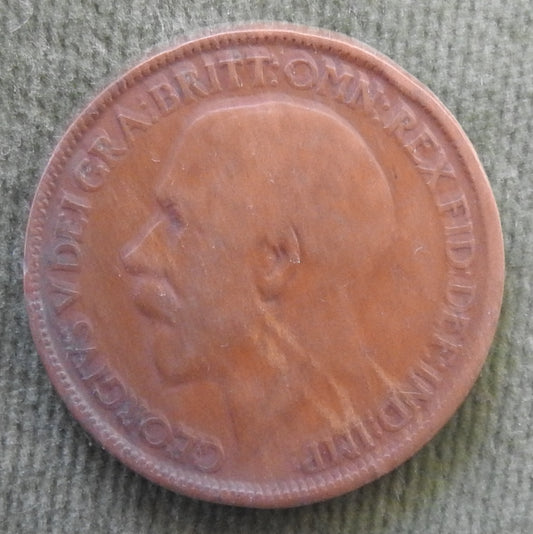 GB British UK English 1915 Half Penny King George V Coin