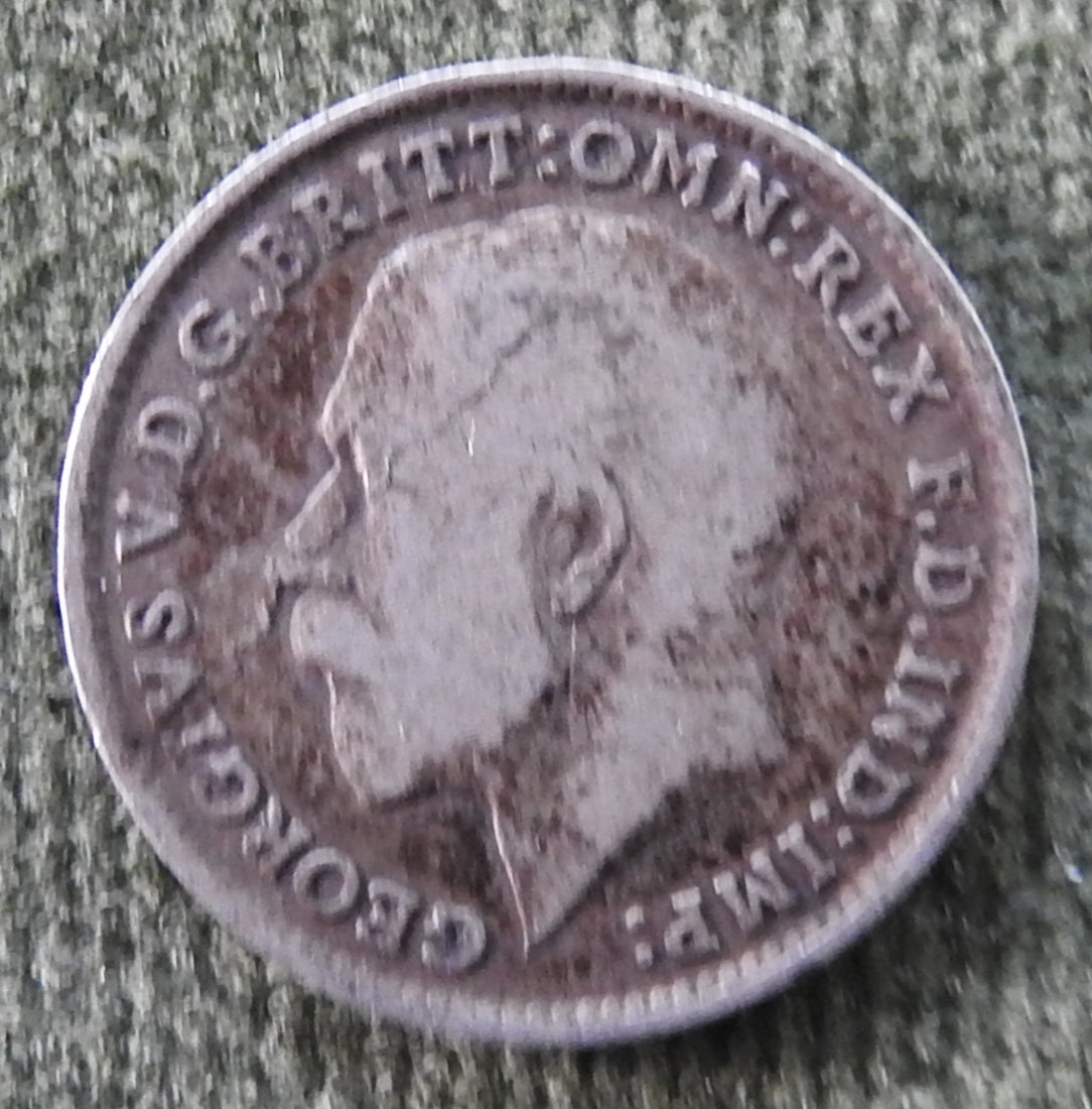 GB British UK English 1916 Three Pence King George V Coin - Variety