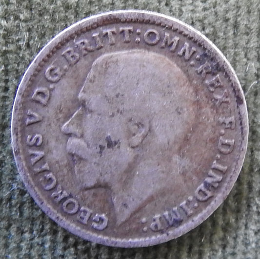 GB British UK English 1916 3p 3 Pence KGV Coin