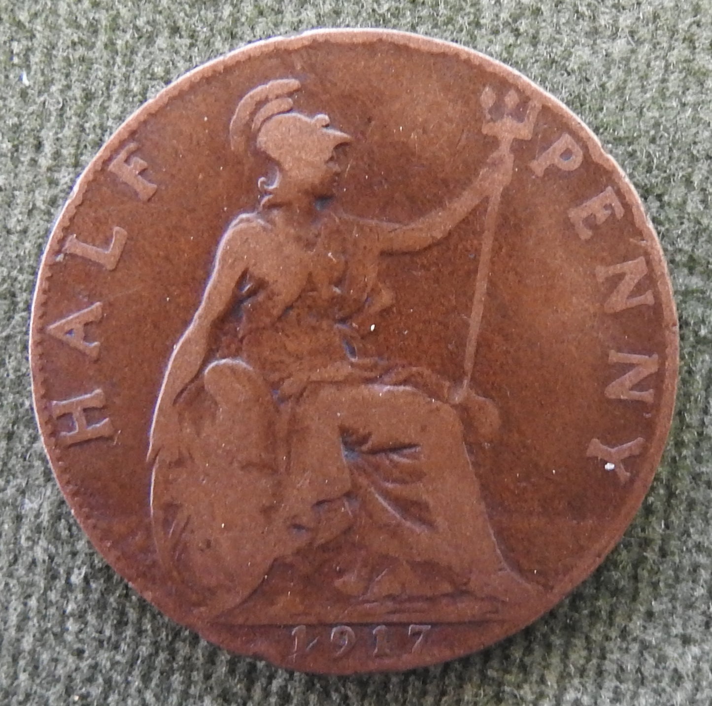 GB British UK English 1917 Half Penny King George V Coin
