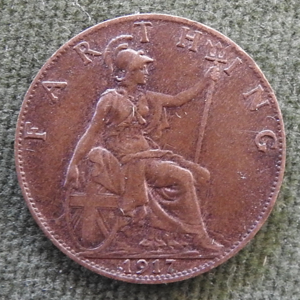 GB British UK English 1917 Farthing King George V Coin