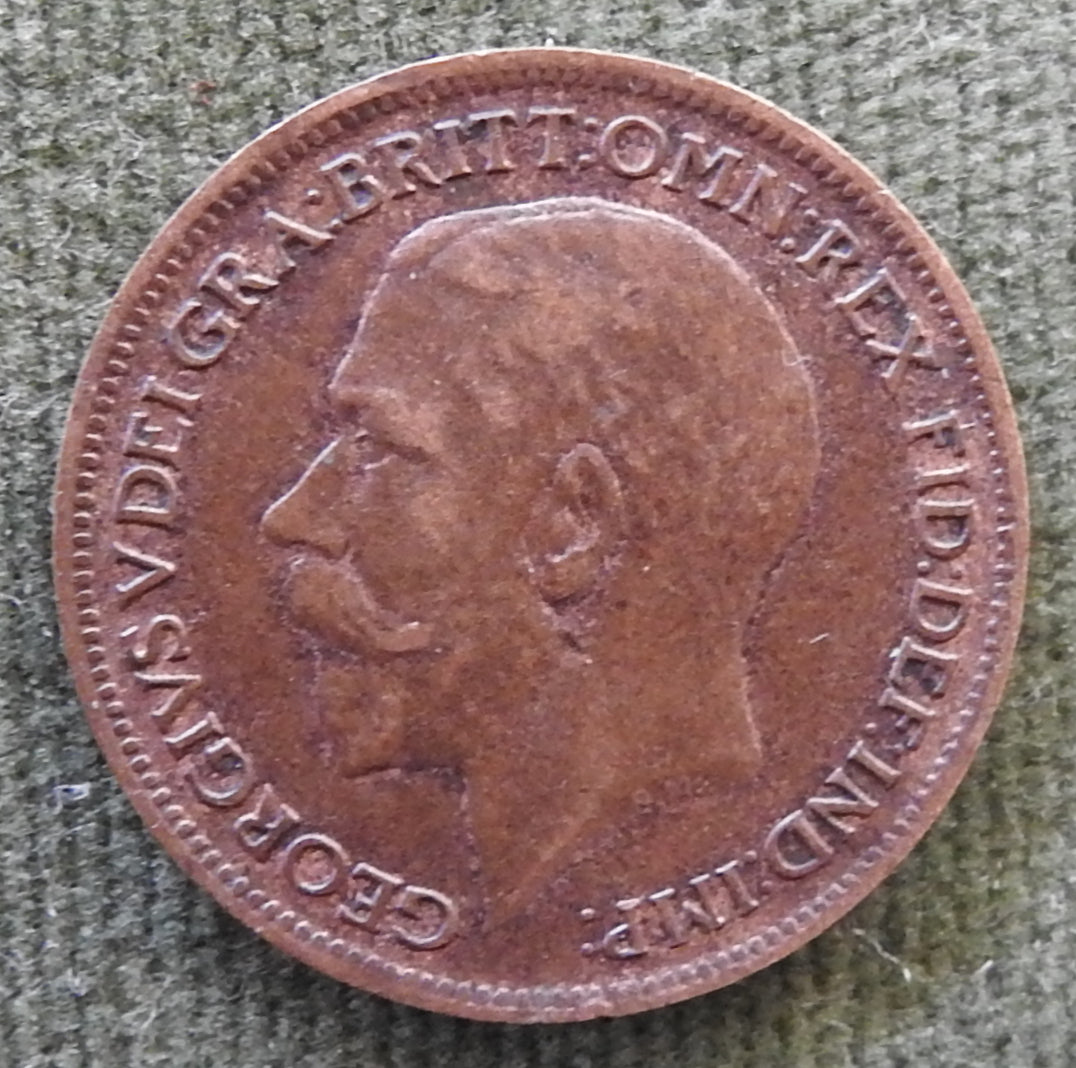 GB British UK English 1917 Farthing King George V Coin