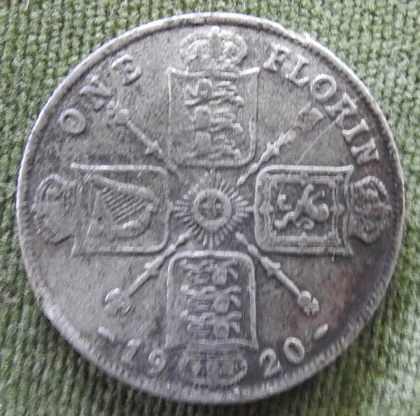 GB British UK English 1920 Florin KGV Silver Coin