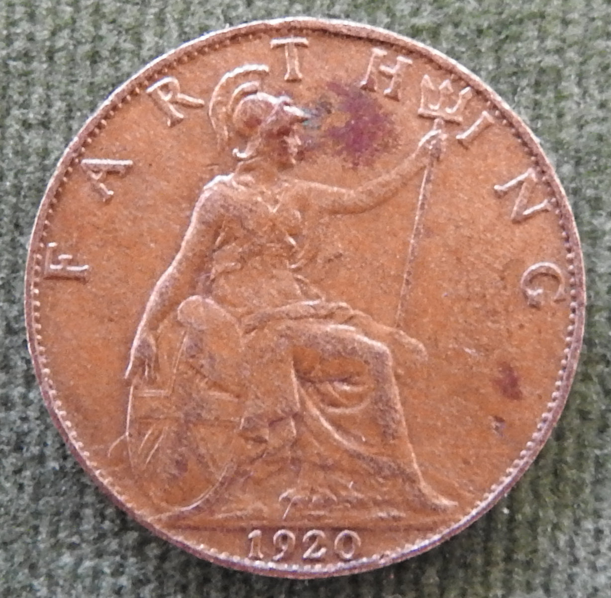 GB British UK English 1920 Farthing King George V Coin