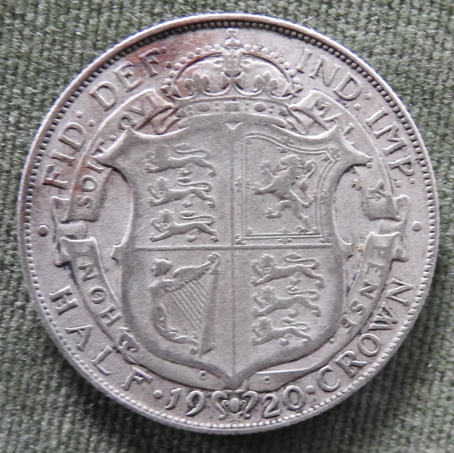 GB British UK English 1920 Half Crown King George V Coin