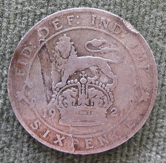 GB British UK English 1921 6p Sixpence KGV Coin