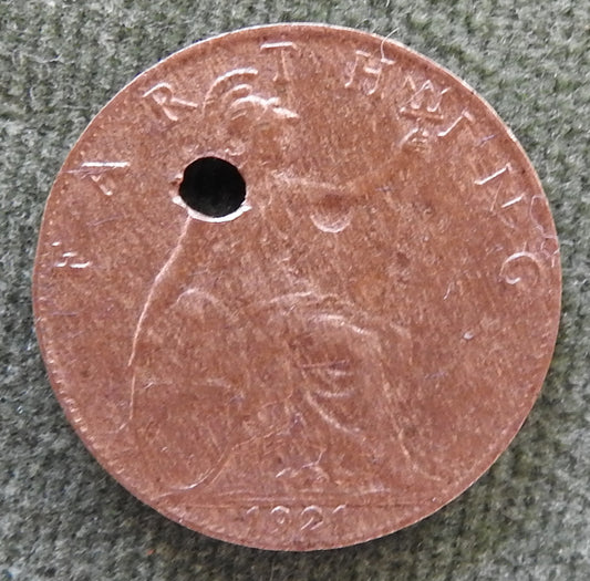 GB British UK English 1921 Farthing King George V Coin