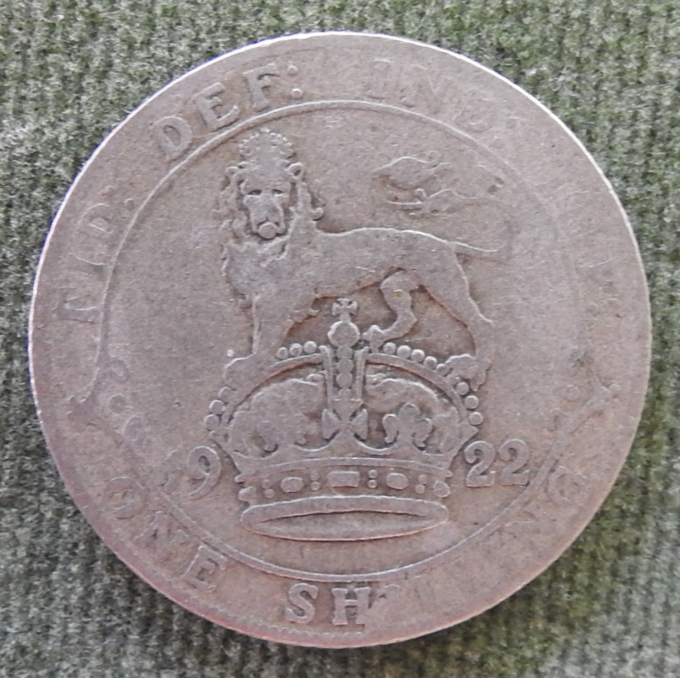 GB British UK English 1922 1 Shilling KGV Coin