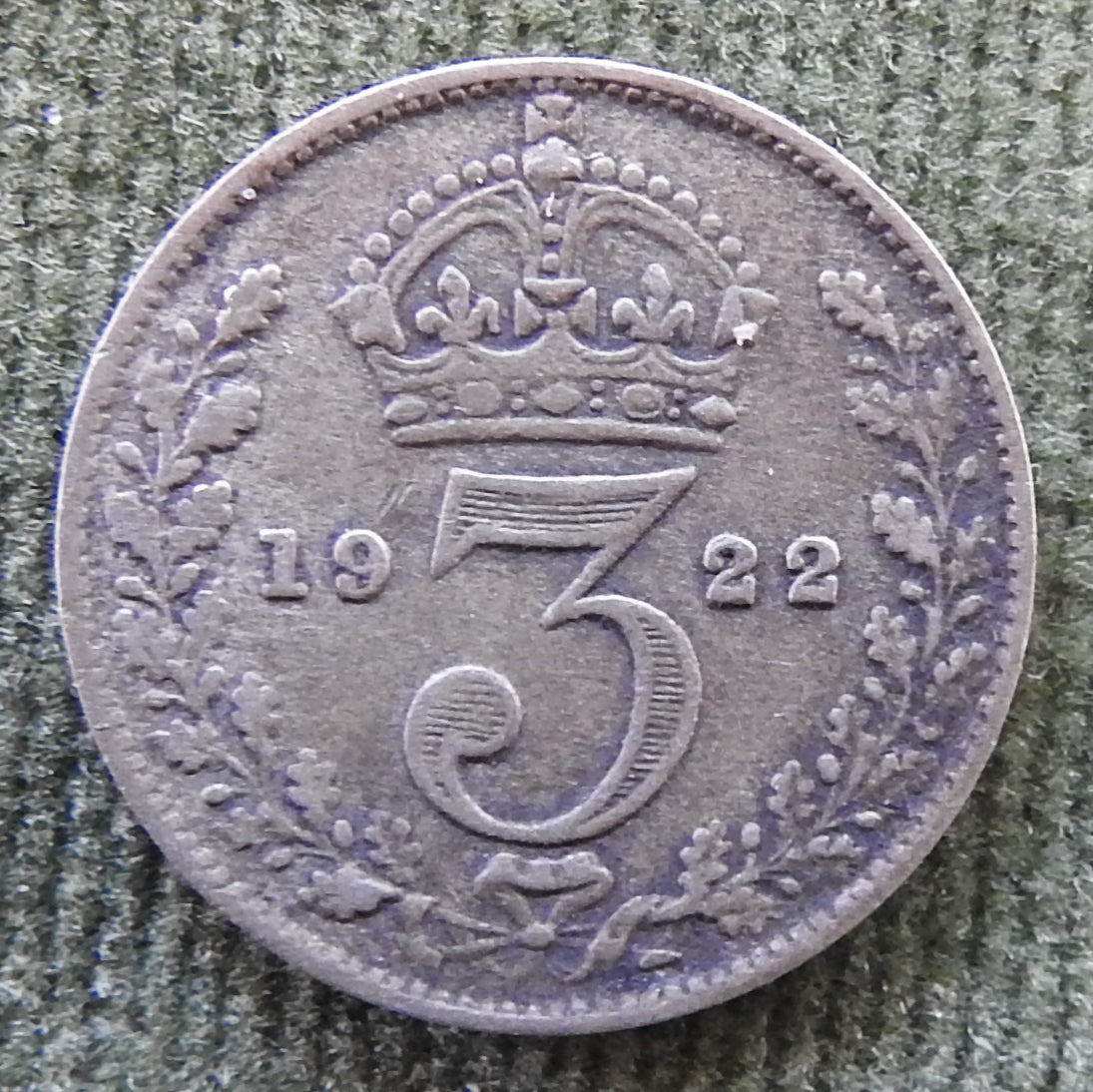 GB British UK English 1922 Three Pence King George V Coin
